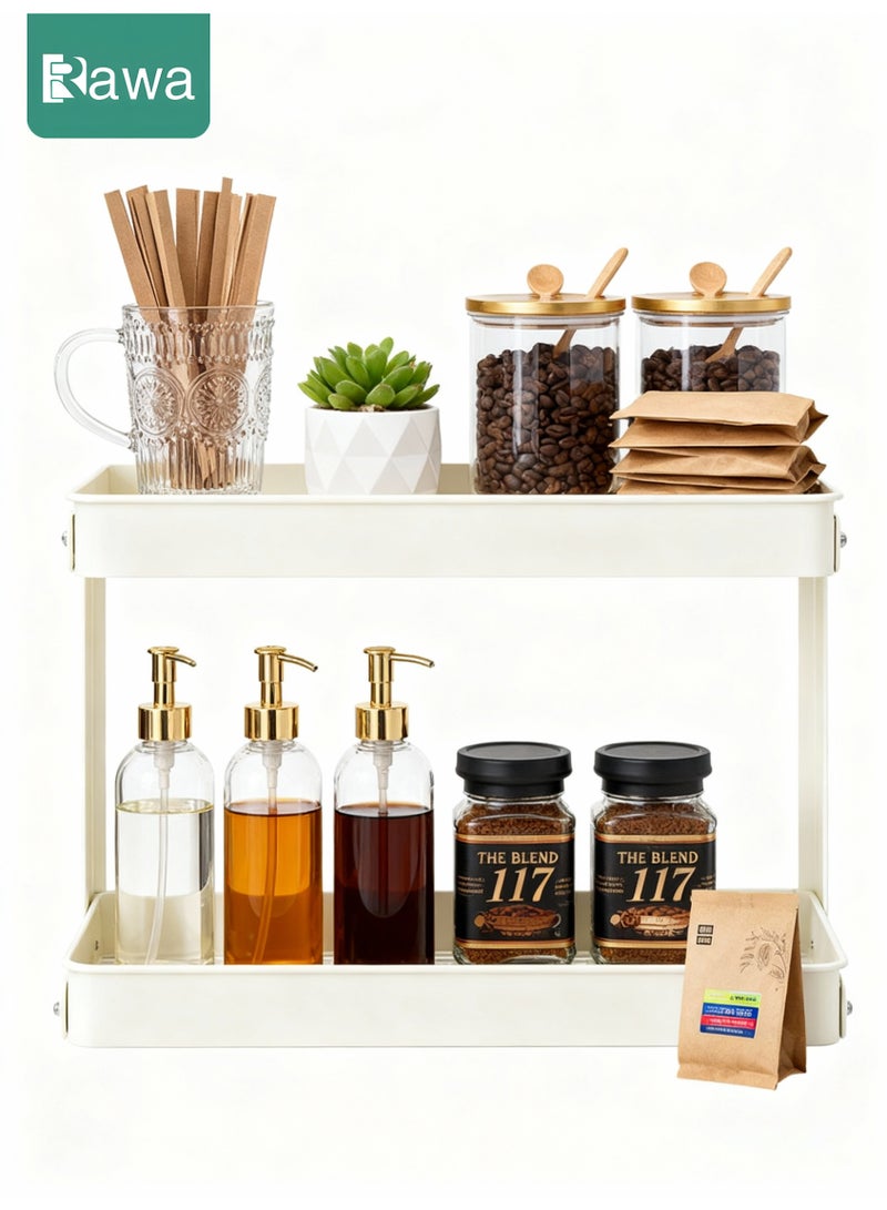 روعة صندوق تخزين لمحطة القهوة، رف ملحقات بار القهوة ذو الطابقين، منظم توابل القهوة والشاي، صندوق توابل للمطبخ والمنزل والمكتب - Image 2